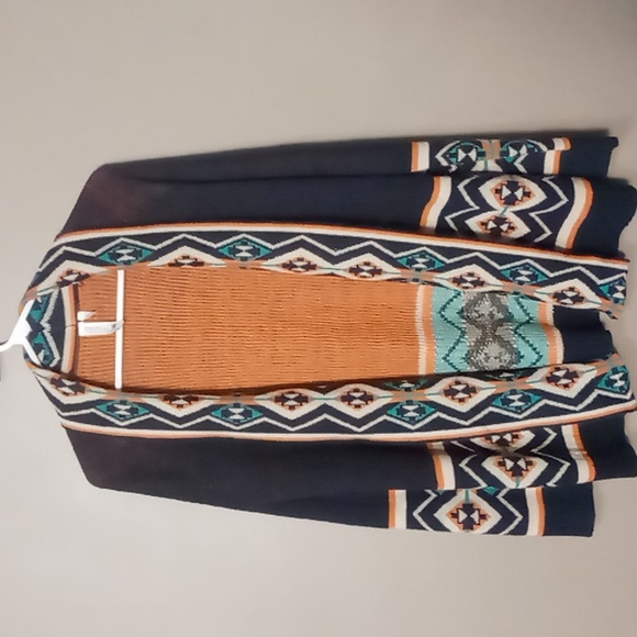 Pink Owl Navy w Aztec Style Patterned Sweater Size M - Picture 1 of 8